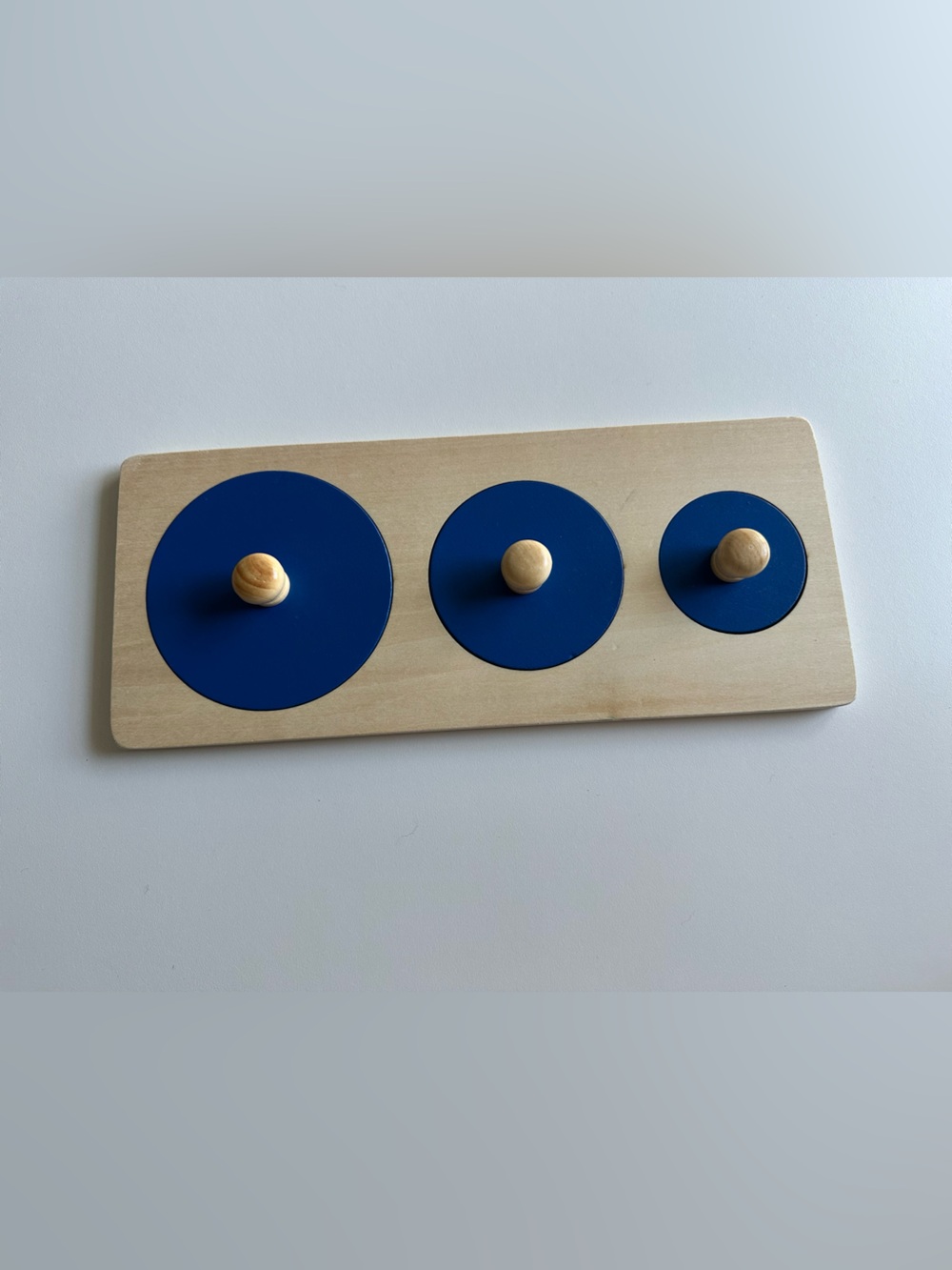 Montessori Wooden Circle Shapped Knob Puzzle – Blue